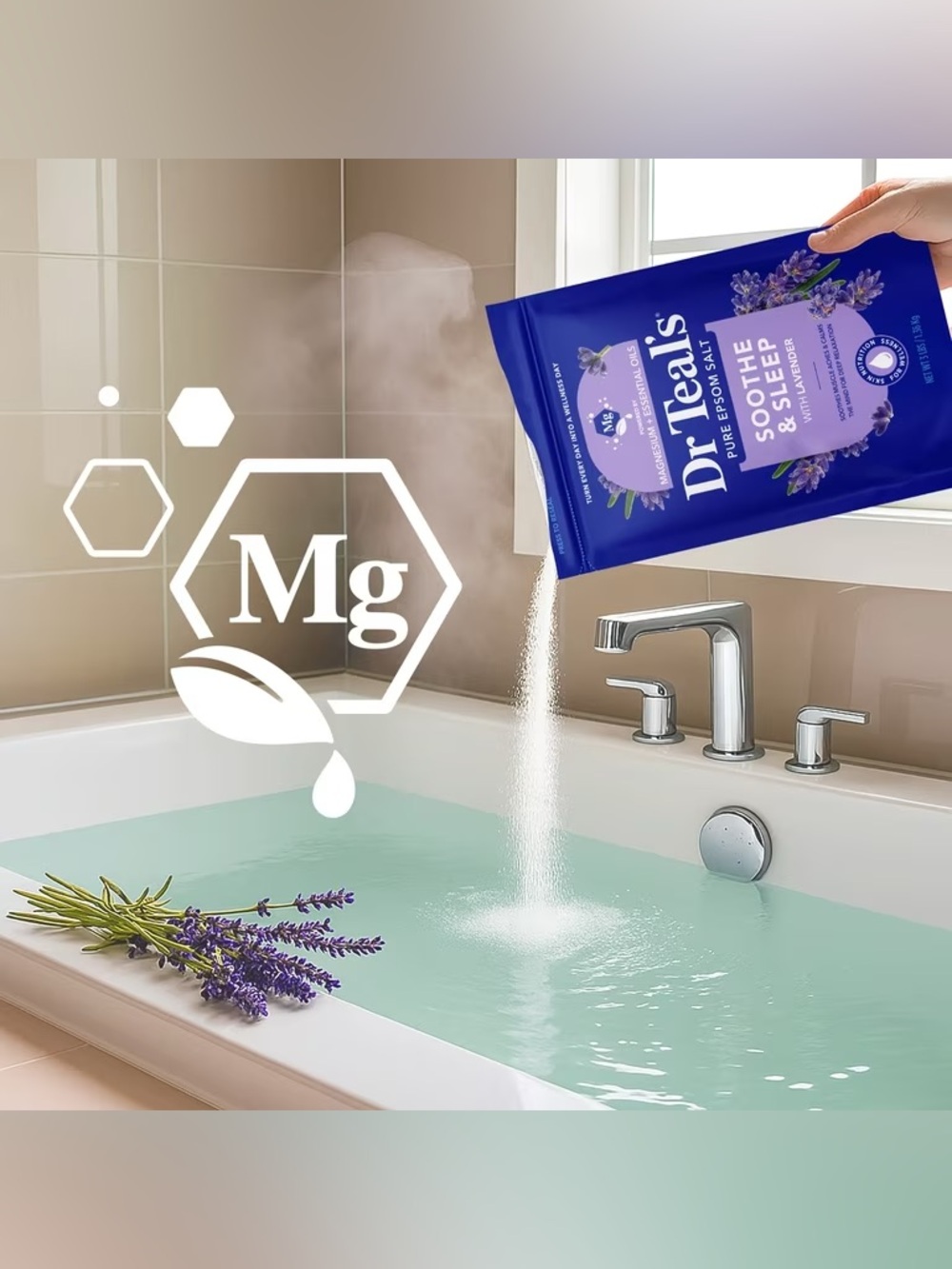 Dr Teal's Epsom Salt Magnesium Soak, Soothe & Sleep with Lavender, 3 lbs
